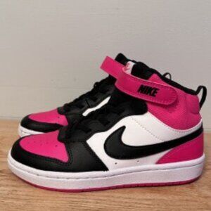 Girls Nike Court Borough Mid 2 High Top Sneakers- Size 1Youth, Black and Pink